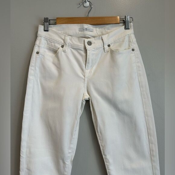 7 For All Mankind White Slim Straight Leg Jeans - Picture 3 of 10